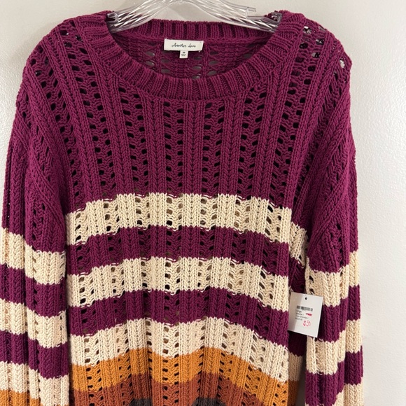 Another Love Ginger Stripe Sweater in Dusk Snowfall Color Block Size Medium NEW - Picture 3 of 9